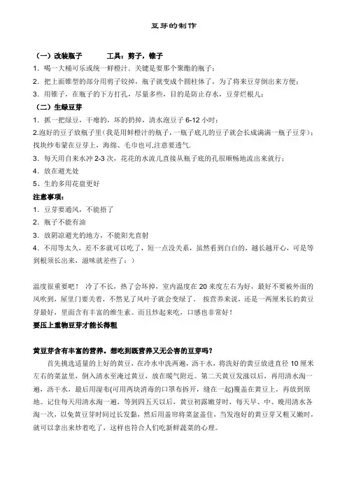 豆芽的制作