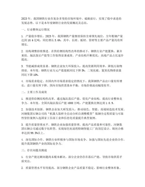 钢铁行业年度总结