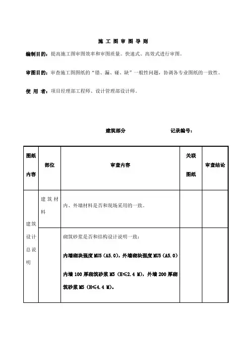 万科施工图审图导则筑部分