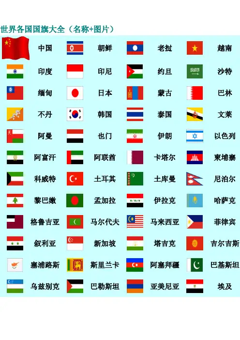 世界各国国旗大名称+图片
