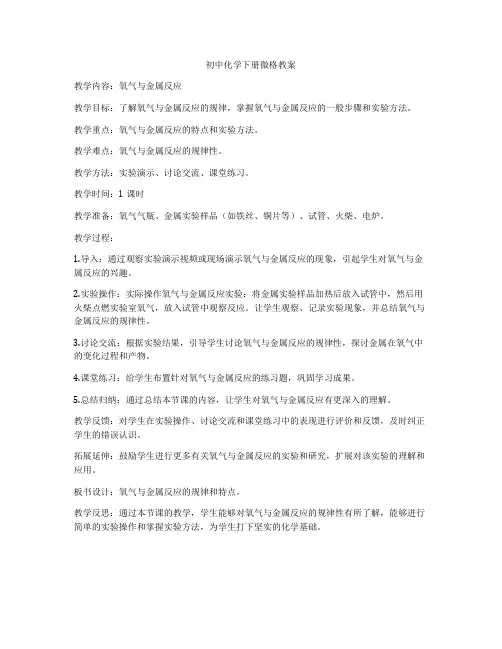初中化学下册微格教案