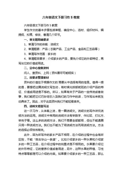 六年级语文下册习作5教案