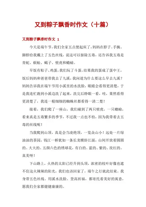 又到粽子飘香时作文(十篇)