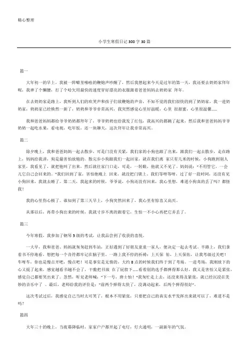 小学生寒假日记300字30篇