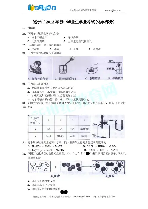 (强力推荐)2012年全国各地中考化学试题(按省份划分共110套全word有答案)-54.doc