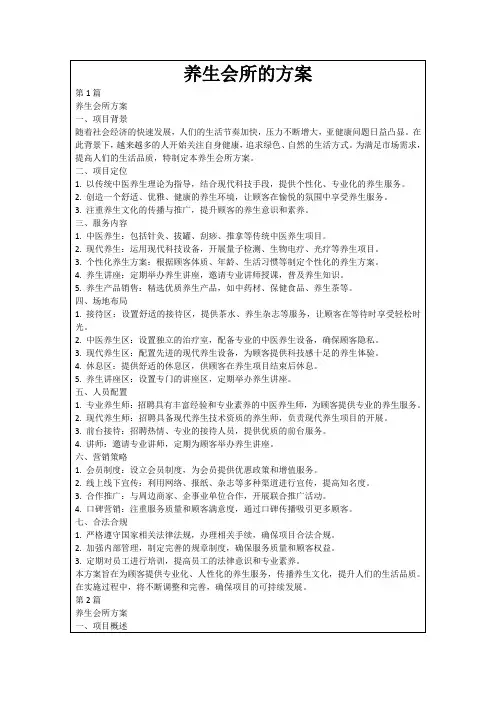 养生会所的方案