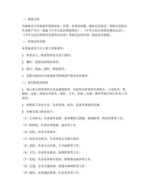 重大刑事案件应急处置预案范文