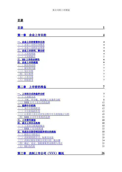 某公司的上市规划