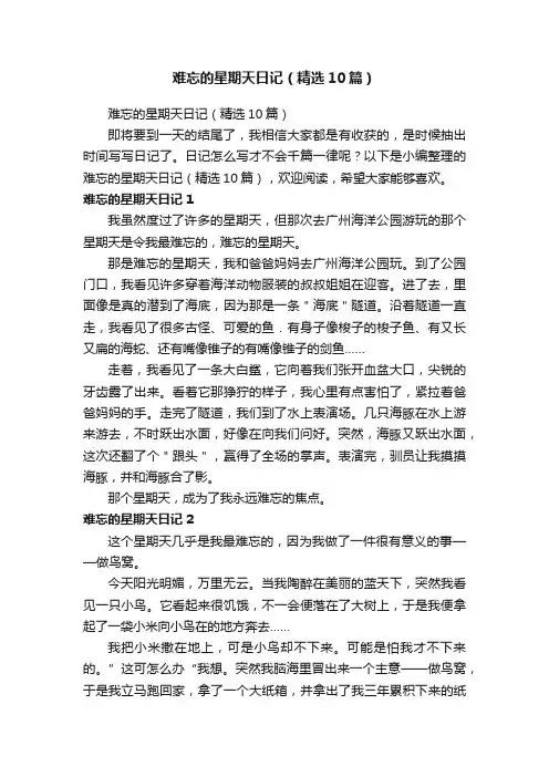 难忘的星期天日记（精选10篇）