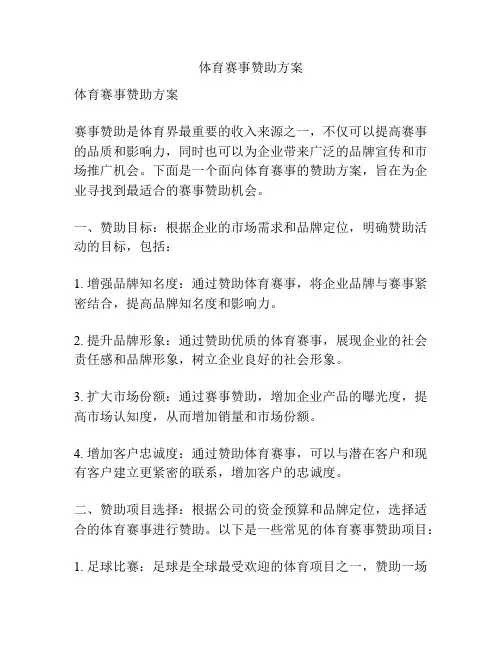 体育赛事赞助方案