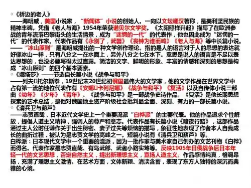 外国小说欣赏-会考篇目复习要点