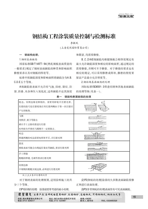 钢结构工程涂装质量控制与检测标准