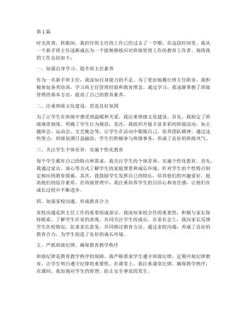 新手班主任工作总结范文(3篇)