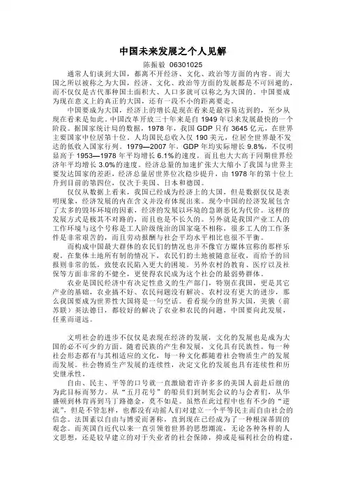 中国未来发展之个人见解