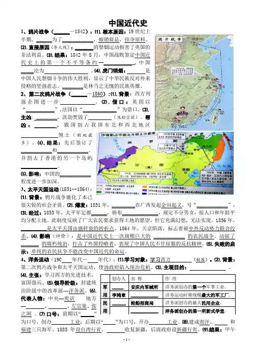 八年级(上册)历史部编新人教版复习提纲