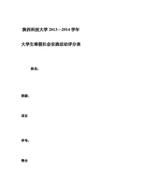 社会实践活动评分表讲解