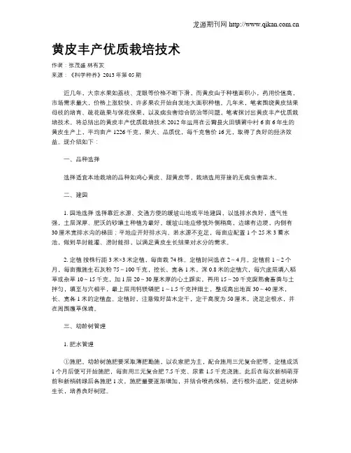 黄皮丰产优质栽培技术