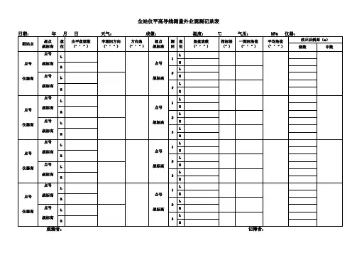 全站仪平高导线外业观测记录表(模板)