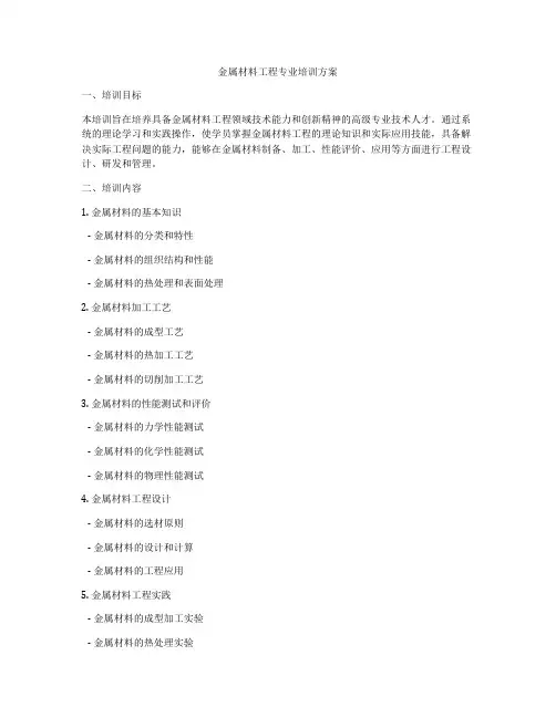 金属材料工程专业培训方案