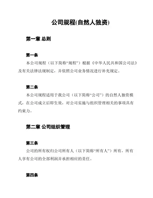 公司规程(自然人独资)