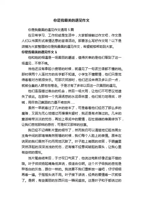 你是我最美的遇见作文