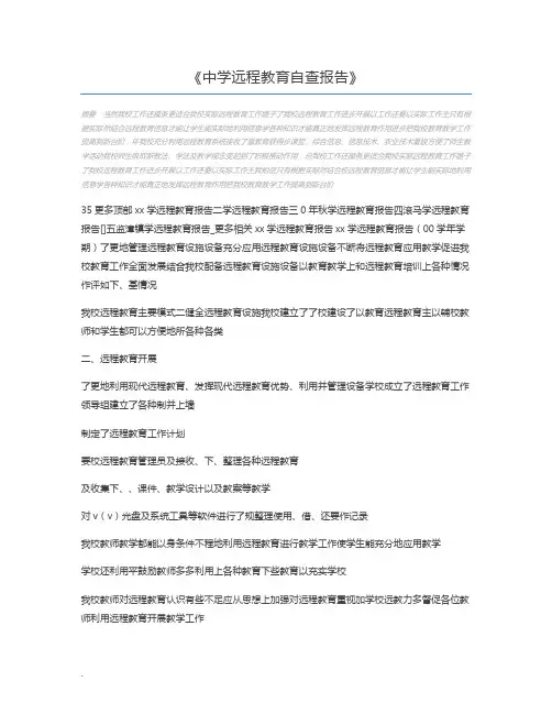 中学远程教育自查报告