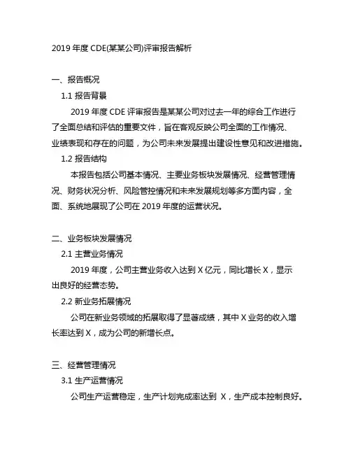 2019cde年度评审报告解析