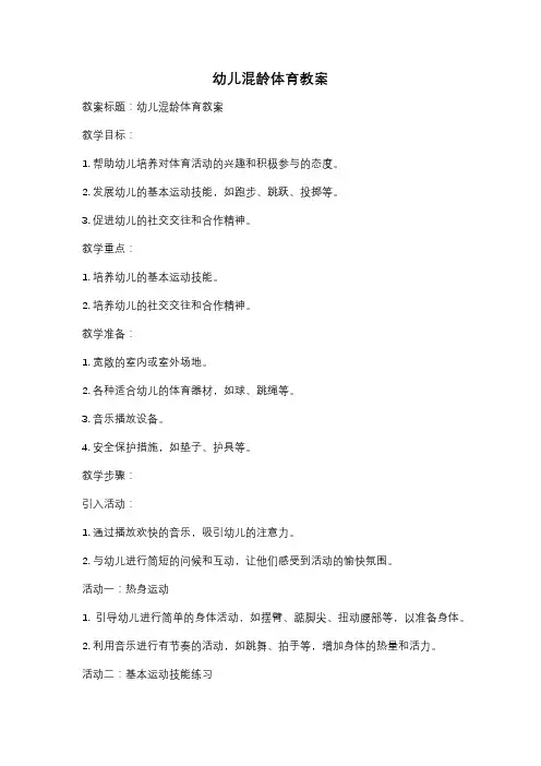 幼儿混龄体育教案