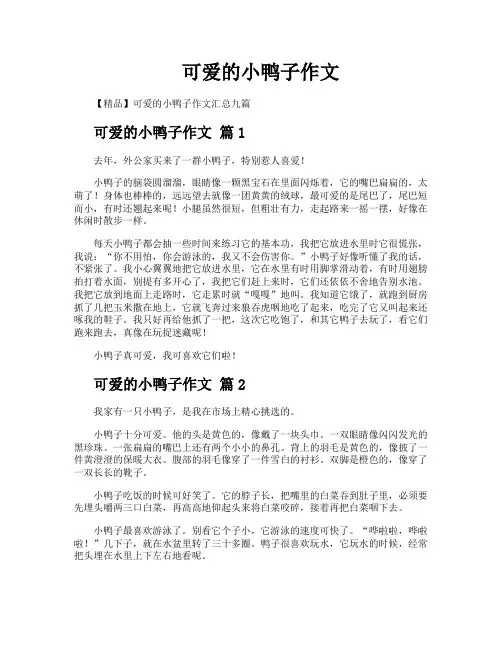 可爱的小鸭子作文