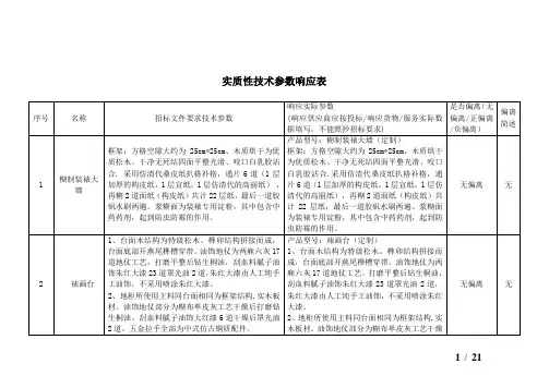 实质性技术参数响应表