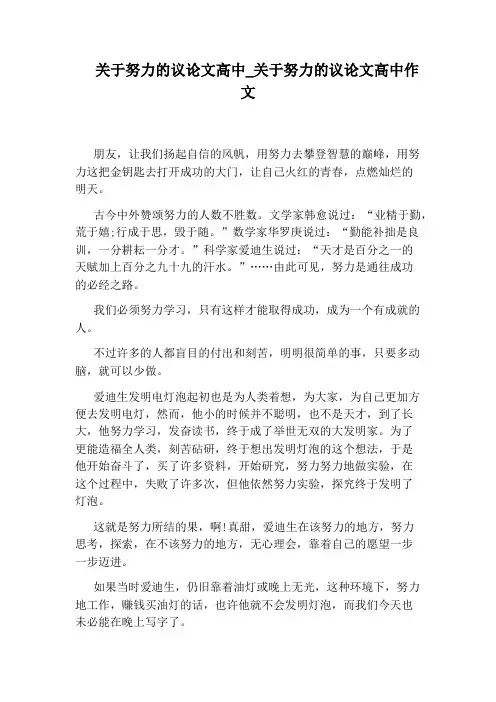 关于努力的议论文高中作文