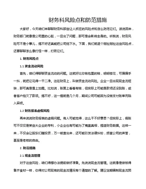 财务科风险点和防范措施