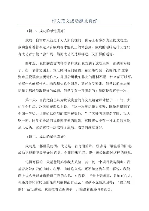作文范文成功感觉真好
