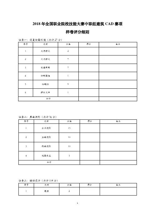 CAD比赛样题评分细则