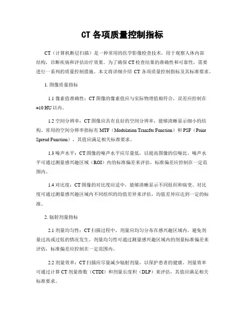 CT各项质量控制指标