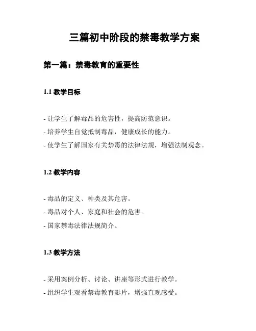 三篇初中阶段的禁毒教学方案