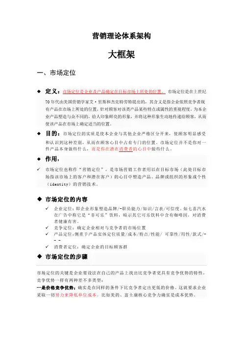 营销理论体系架构
