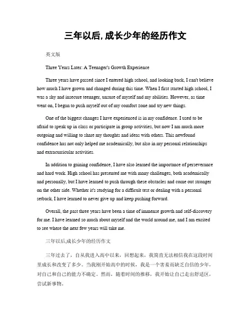 三年以后,成长少年的经历作文