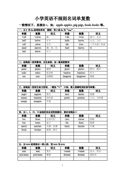 (完整版)名词单复数总结,推荐文档