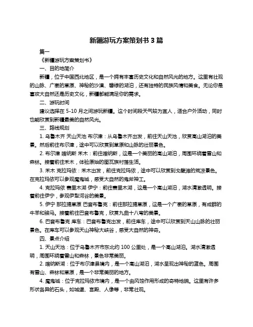 新疆游玩方案策划书3篇
