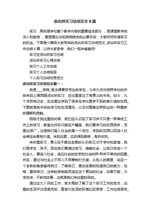 派出所实习总结范文6篇