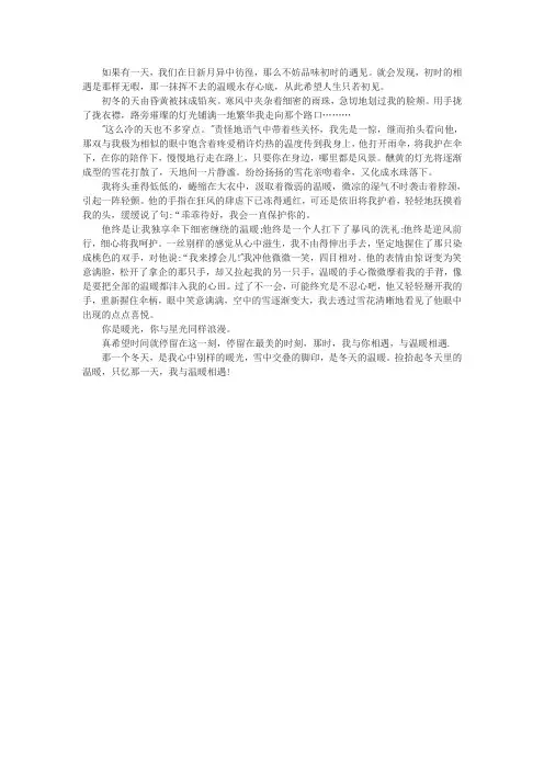 那一天我遇见了他作文600字初二