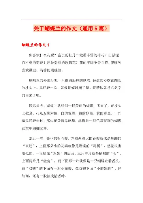 关于蝴蝶兰的作文(通用5篇)