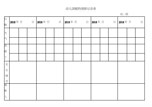 幼儿园植物观察记录表格