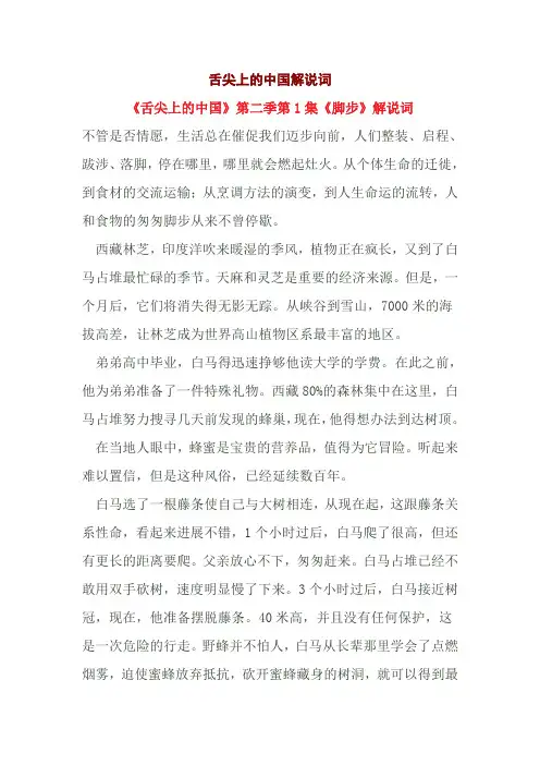 舌尖上的中国两季完整文案
