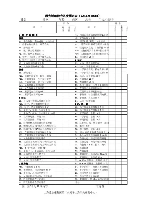 粗大运动能力(GMFM)评定表