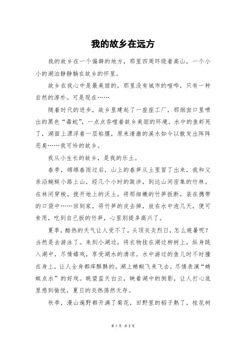 我的故乡在远方_初一作文_12