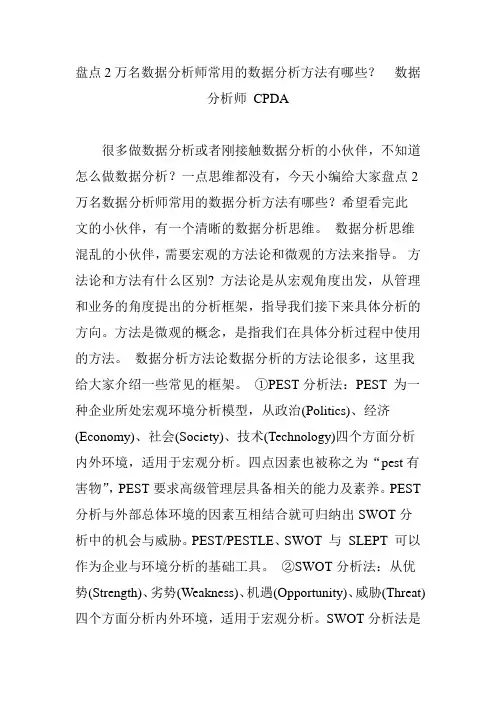 盘点2万名数据分析师常用的数据分析方法有哪些  数据分析师 cpda