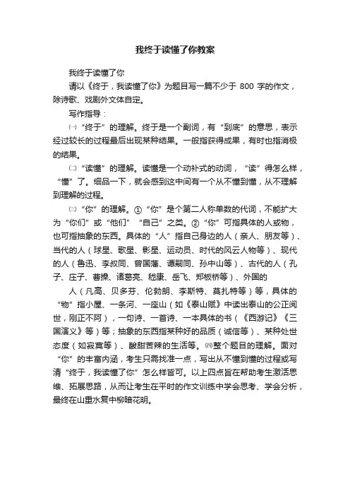 我终于读懂了你教案