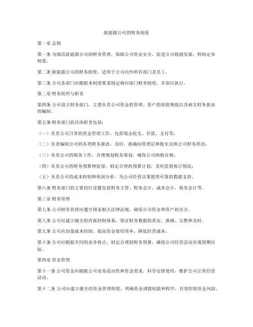新能源公司的财务制度